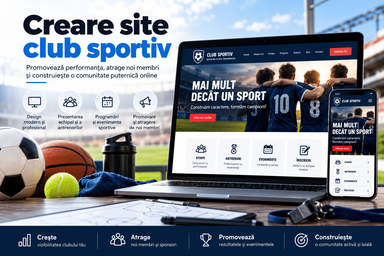 Creare site club sportiv – De la prezentarea echipei la înscrieri și administrarea membrilor 1 Creare site club sportiv – website pentru academii și cluburi sportive